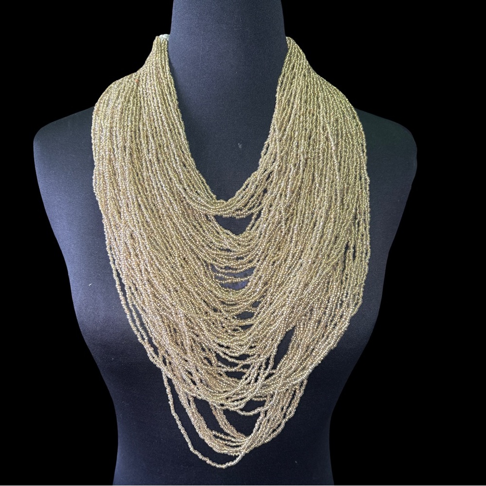 Champagne Gold Multistrand Seed Bead Necklace